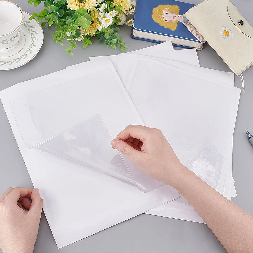 1 Bag 8 Pcs Schedule Accessories Pocket Stickers 10x8 Inch,2 Styles Transparent PVC Plastic Self-Adhesive Bags for Home Office School and Other Places