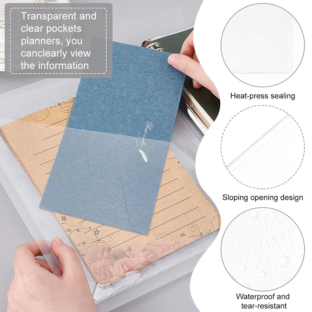 1 Bag 8 Pcs Schedule Accessories Pocket Stickers 10x8 Inch,2 Styles Transparent PVC Plastic Self-Adhesive Bags for Home Office School and Other Places