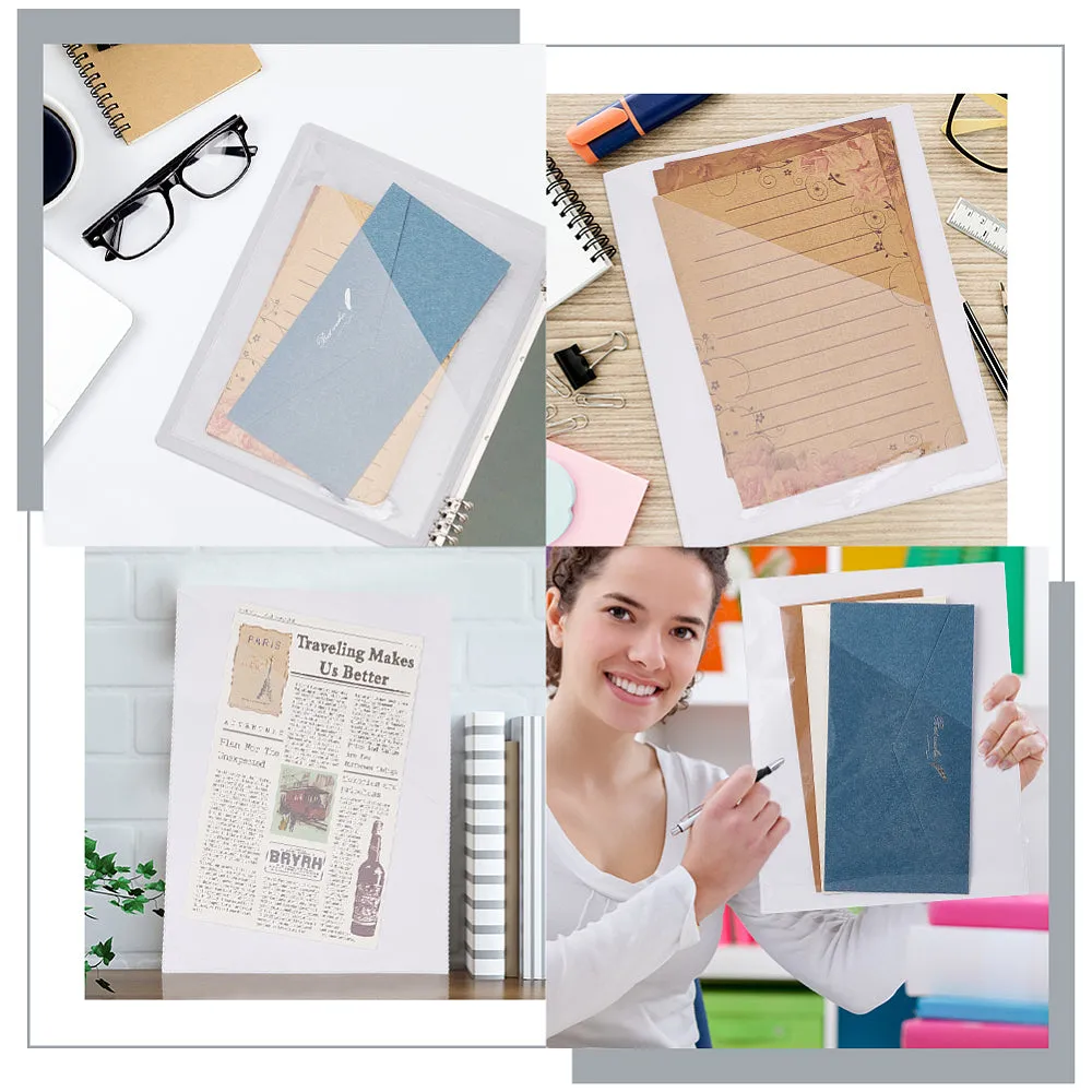 1 Bag 8 Pcs Schedule Accessories Pocket Stickers 10x8 Inch,2 Styles Transparent PVC Plastic Self-Adhesive Bags for Home Office School and Other Places