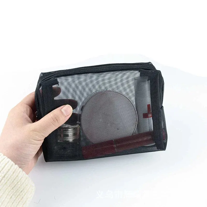 3-in-1 Mesh Transparent Cosmetic Pouch Bags