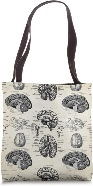Anatomy Brain Vintage Textbook Diagrams Neuroscience Graphic Tote Bag