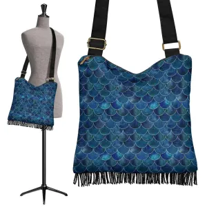 Boho Bag (Canvas) - Mermaid #101 | Hobo Slouchy Bag Crossbody, Shoulder Bags for Women Hobo, Pattern Hobo Bag, Boho Hobo Bag