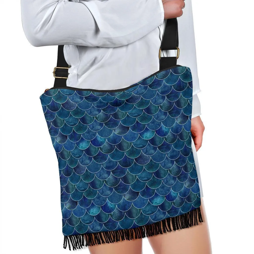 Boho Bag (Canvas) - Mermaid #101 | Hobo Slouchy Bag Crossbody, Shoulder Bags for Women Hobo, Pattern Hobo Bag, Boho Hobo Bag