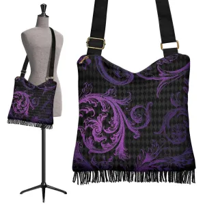 Boho Bag (Canvas) - Purple Pattern #101 | Hobo Slouchy Bag Crossbody, Shoulder Bags for Women Hobo, Pattern Hobo Bag, Boho Hobo Bag