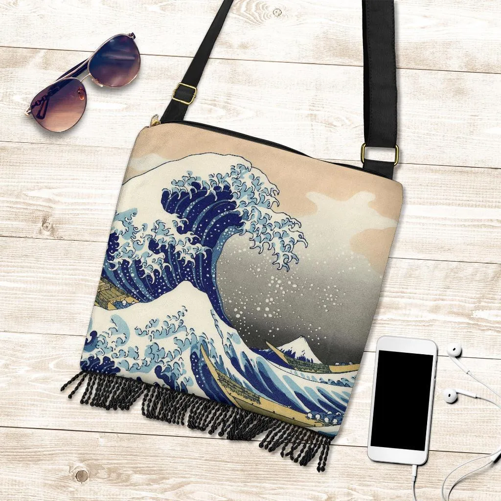 Boho Bag (Canvas) - Vintage Art | Katsushika Hokusai: The Great Wave off Kanagawa | Hobo Slouchy Bag Crossbody, Boho Hobo Bag