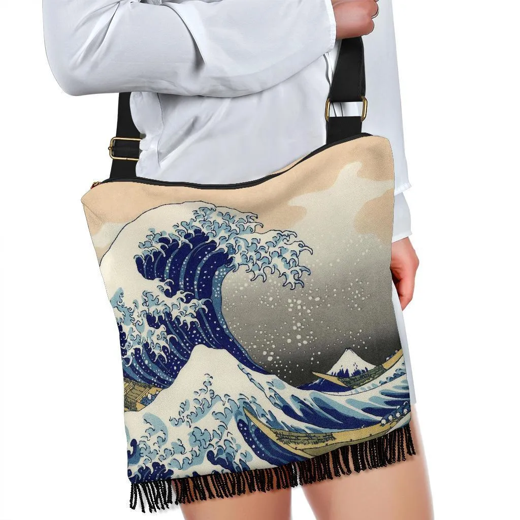Boho Bag (Canvas) - Vintage Art | Katsushika Hokusai: The Great Wave off Kanagawa | Hobo Slouchy Bag Crossbody, Boho Hobo Bag