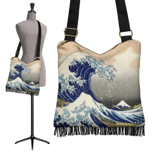 Boho Bag (Canvas) - Vintage Art | Katsushika Hokusai: The Great Wave off Kanagawa | Hobo Slouchy Bag Crossbody, Boho Hobo Bag