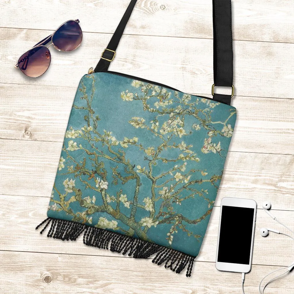 Boho Bag (Canvas) - Vintage Art | Vincent van Gogh: Almond Blossom | Hobo Slouchy Bag Crossbody, Shoulder Bags for Women Hobo