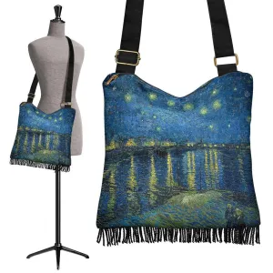 Boho Bag (Canvas) - Vintage Art | Vincent van Gogh: Starry Night Over the Rhone | Hobo Slouchy Bag Crossbody, Shoulder Bags for Women