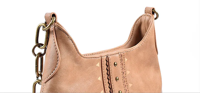 Boho Ladies Western Vegan Leather Purses With Suede Leather Fringe Shoulder Handbags for Women
