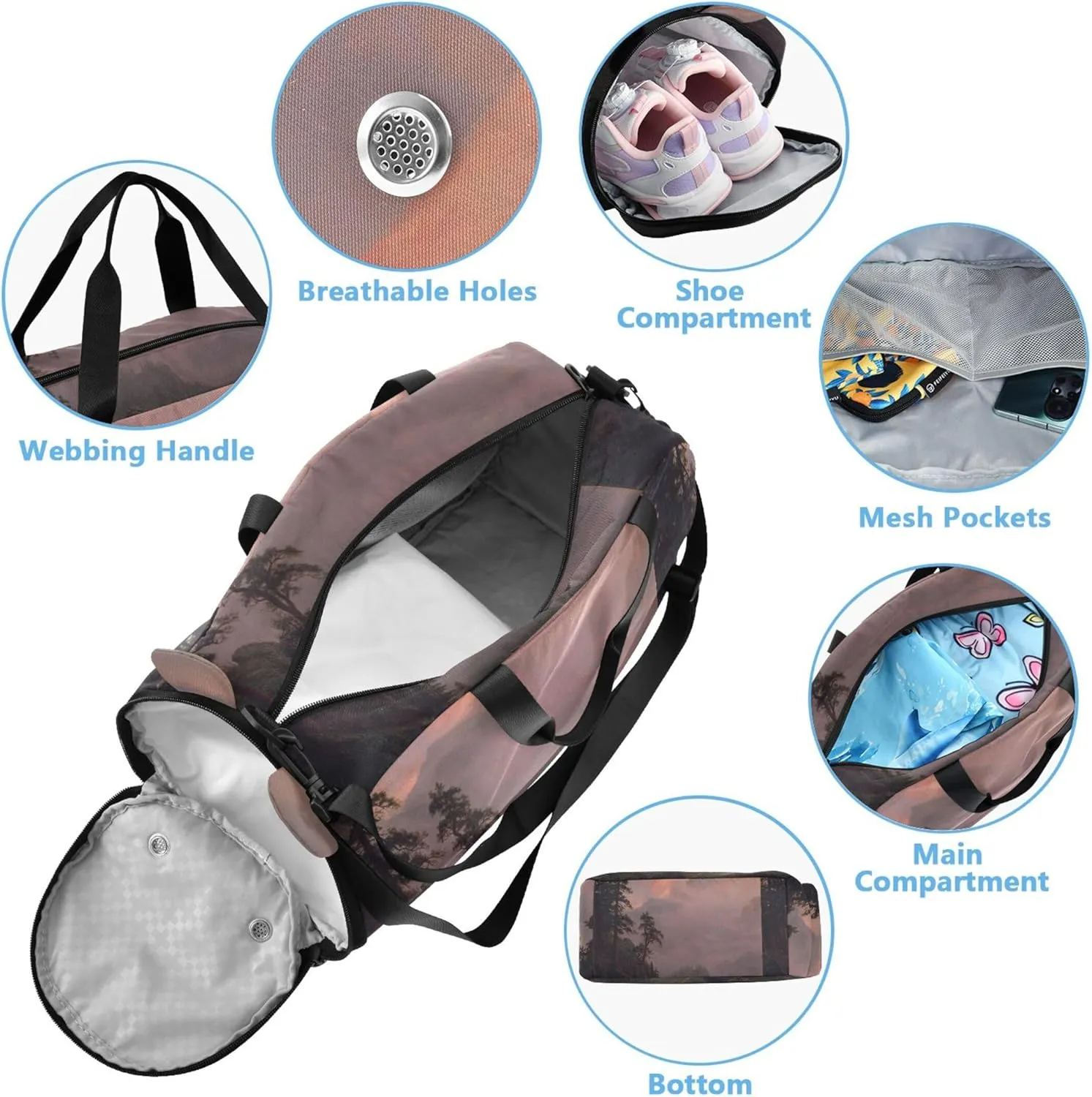 Boys Carry on Duffel Overnight Bags Toddler Duffle Bags for Traveling Tote Gym Duffle Kids Luggage Bierstadt Albert Sunrise Matterhorn