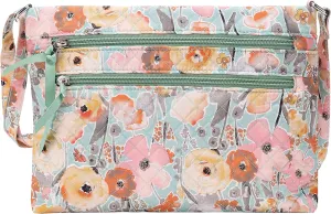 Brentano Cotton quilted Multi-zipper crossbody purse