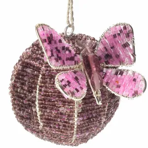 Butterfly Ball Ornament in Pink and Purple
