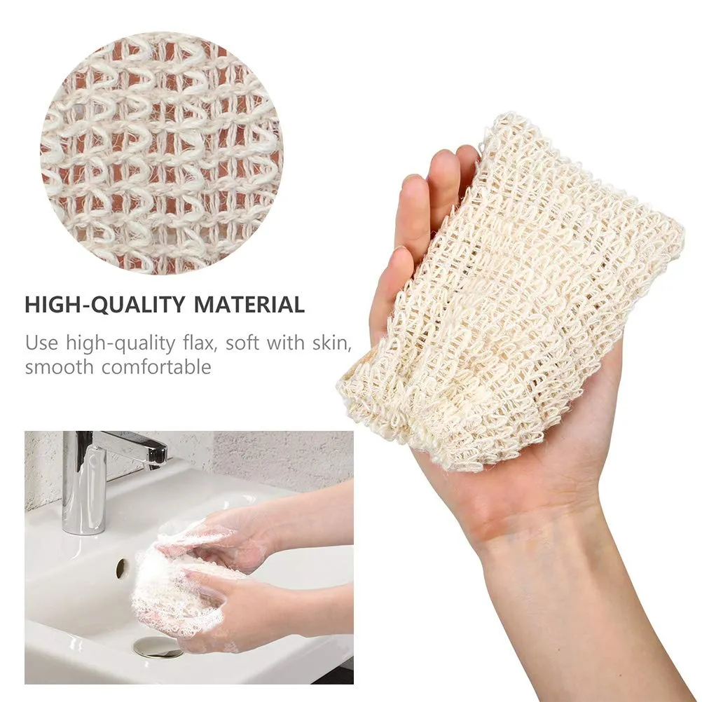 BUYGOO 40 Pack Soap Exfoliating Bag Pouch Soap Saver Natural Ramie Soap Bag Hand Made Soap Bag Mesh Soap with Drawstring for Bath & Shower Use