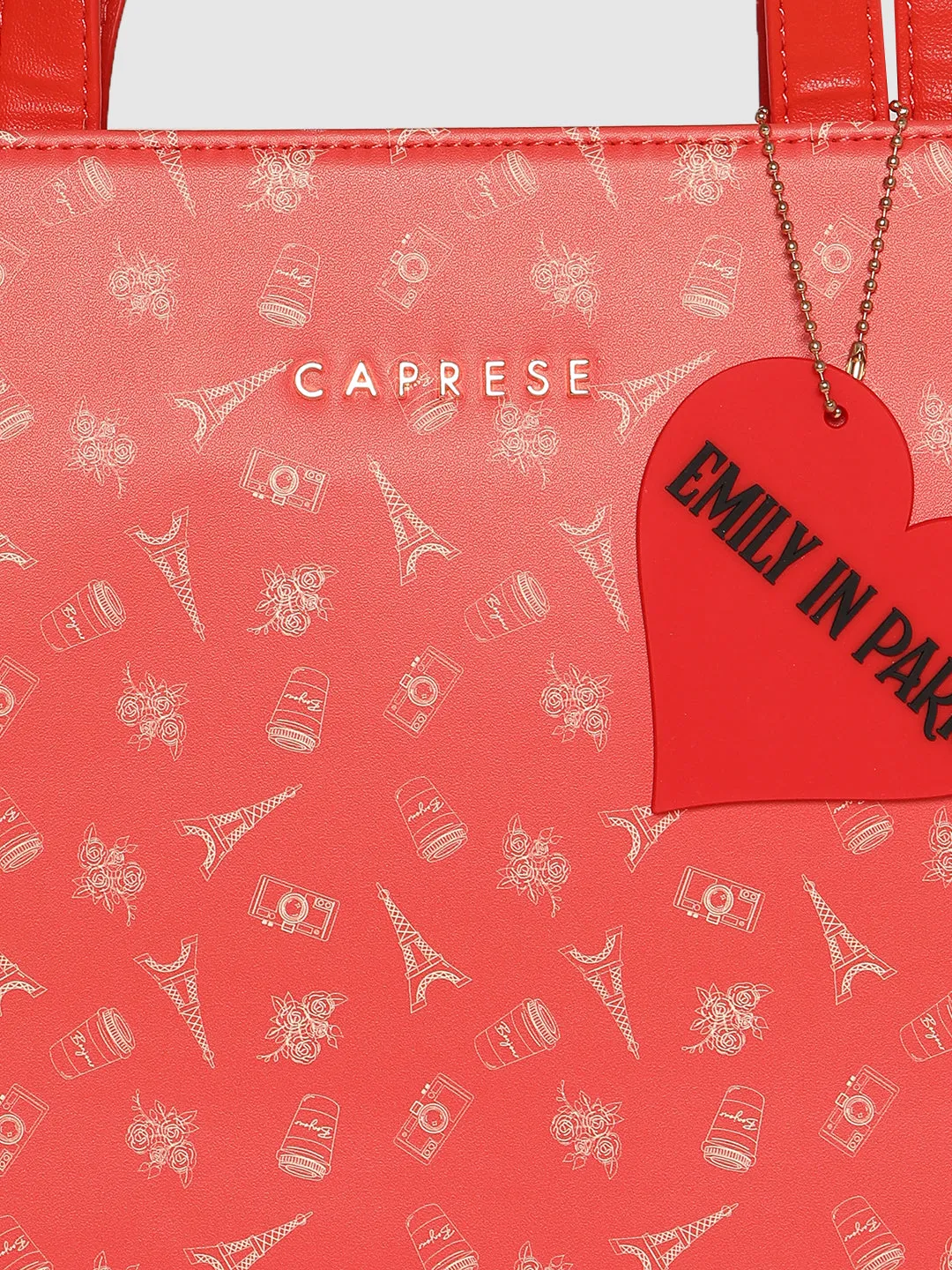 Caprese Emily In Paris Printed Tote Handbag Red