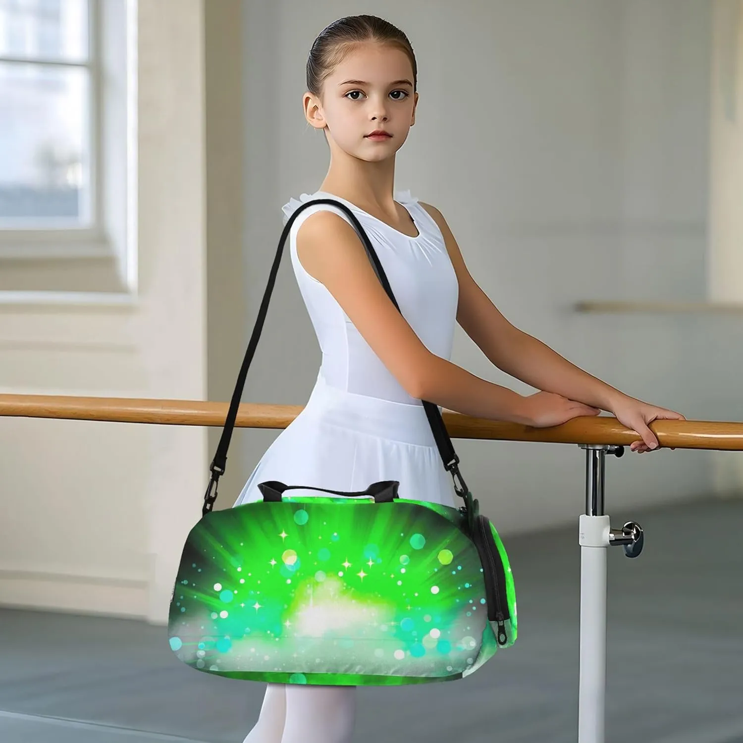 Carry on Duffel for Boys Overnight Bags Toddler Duffle Bags for Traveling Tote with Shoulder Strap Green Explosion Fog Bright