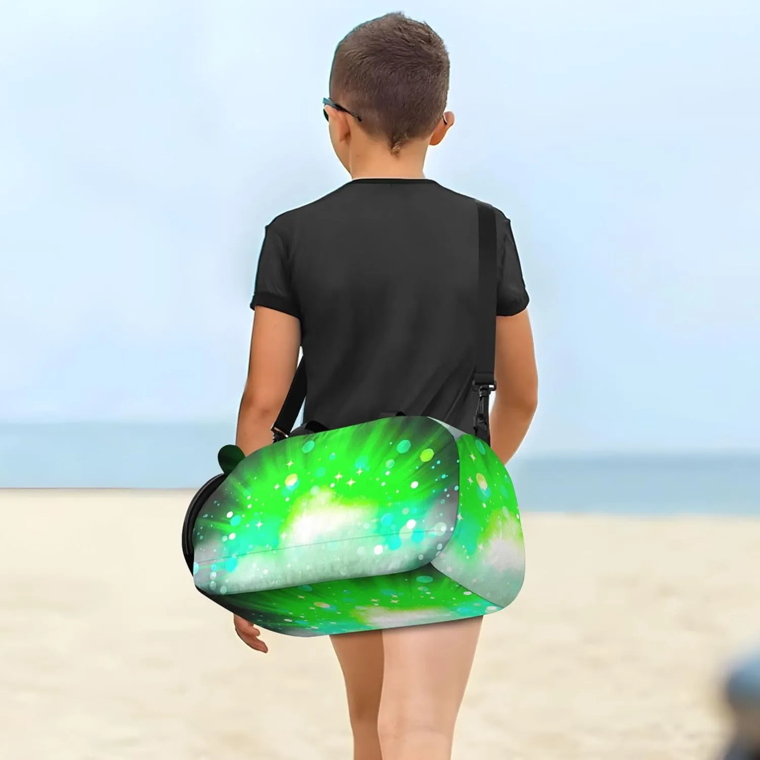 Carry on Duffel for Boys Overnight Bags Toddler Duffle Bags for Traveling Tote with Shoulder Strap Green Explosion Fog Bright