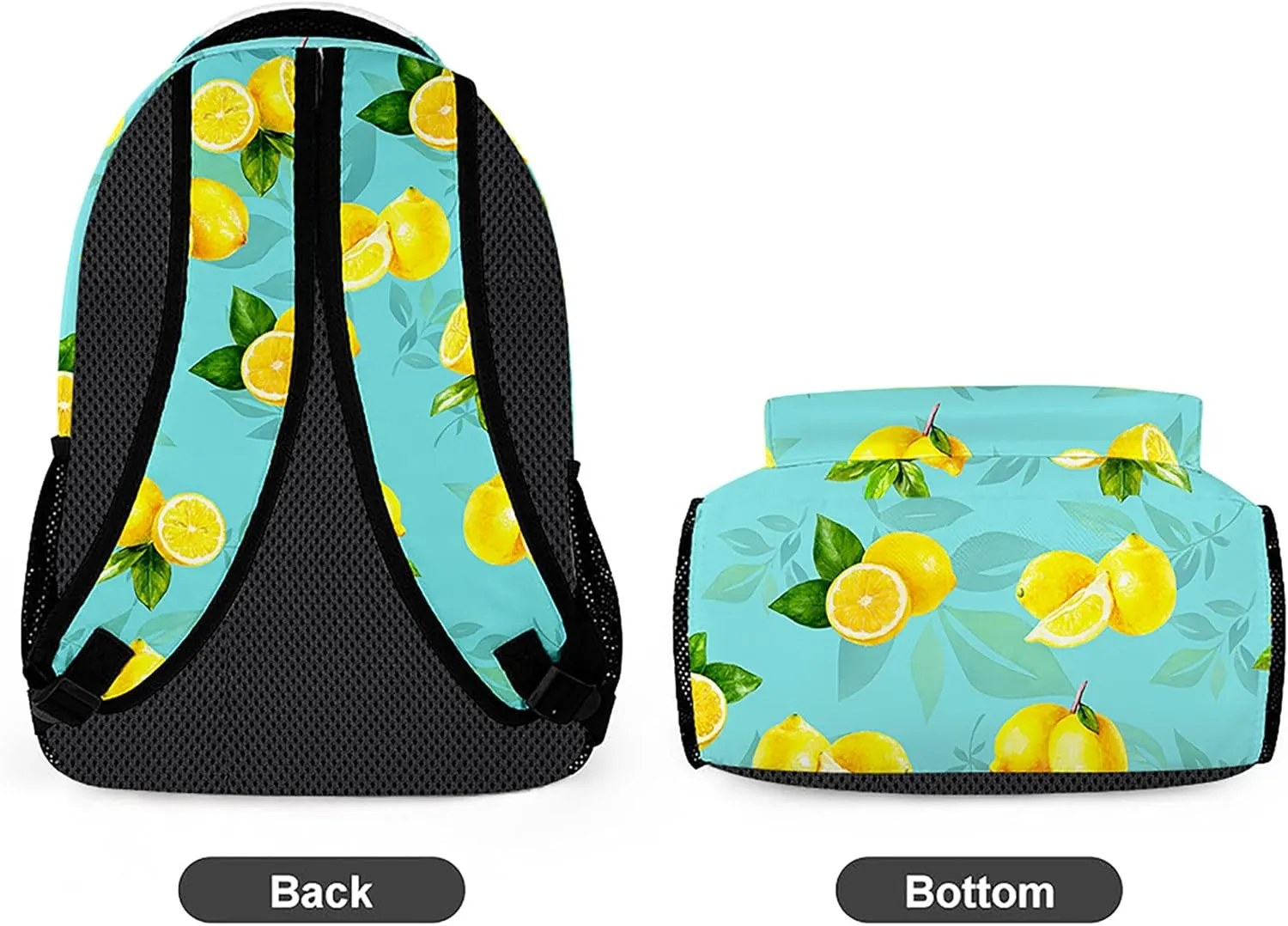 Cartoon Lemon Backpack, Casual Lightweight Laptop Bag, Classic Shoulders Backpack Cool Daypack with Multiple Pockets (Lemon & Leaf)