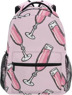 Champagne Glass Pattern Boys Kids Girls School Backpacks Bookbag, School Bag Travel Backpack Daypack