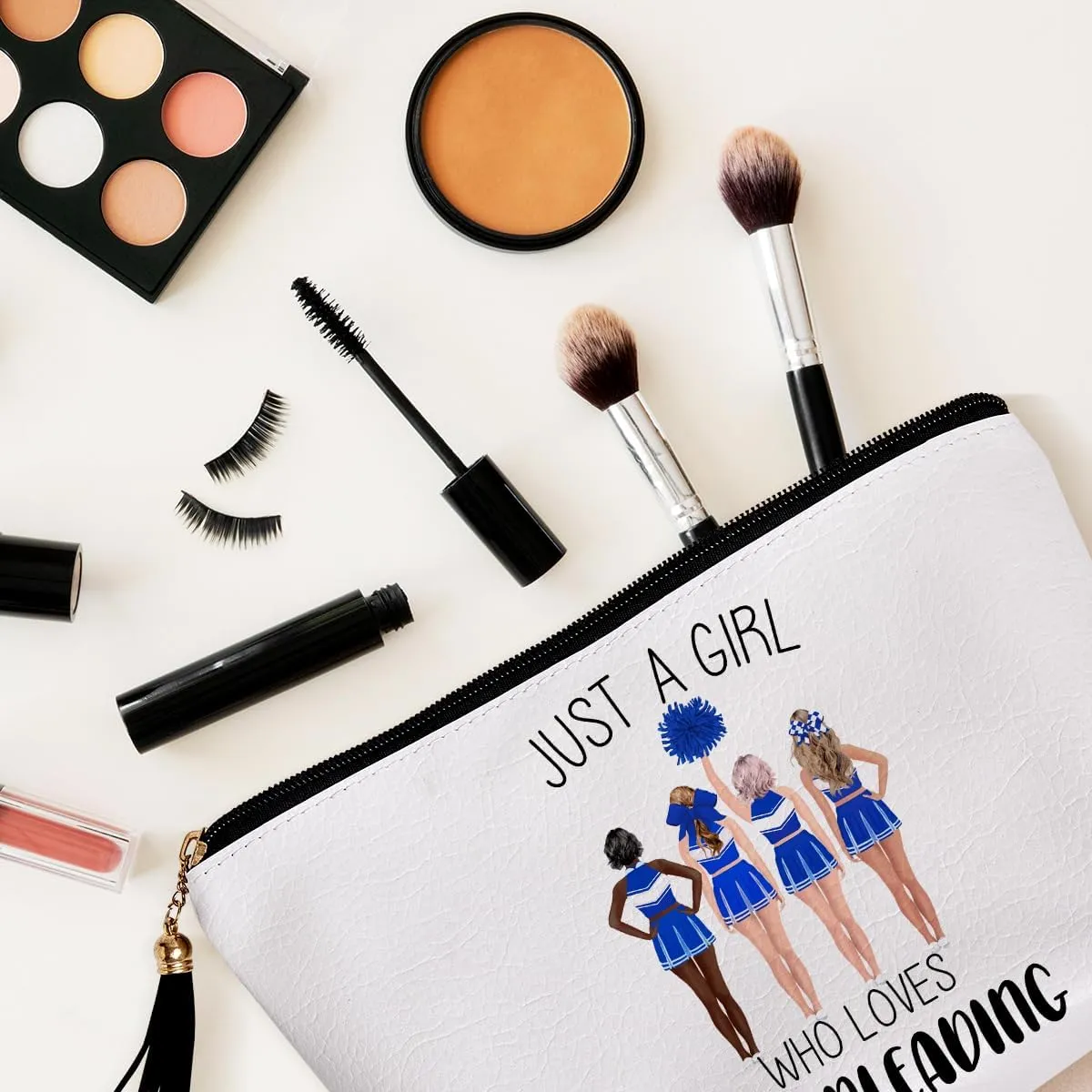 Cheerleaders Gifts for Women Makeup Bag, Gifts for Cheerleaders Loves, Funny Cheerleaders Accessories Gifts for Women Sisters Besties Daughter Waterproof PU Leather Cheerleaders Cosmetic Bag