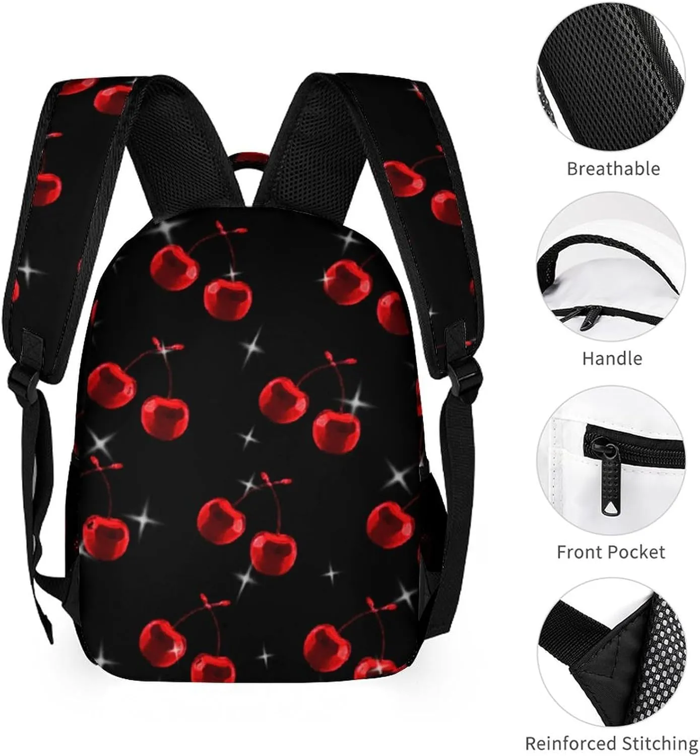 Cherry Backpack Lightweight Cherries Bags Travel Camping Backpacks Shoulder Bags For Men Women