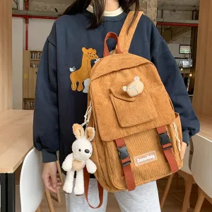 Christmas Gift Women Corduroy Backpack Khaki SchoolBag Cute Teenage Girls Harajuku Female Bag Student Kawaii Lady Book Pack New Fashion Mochila