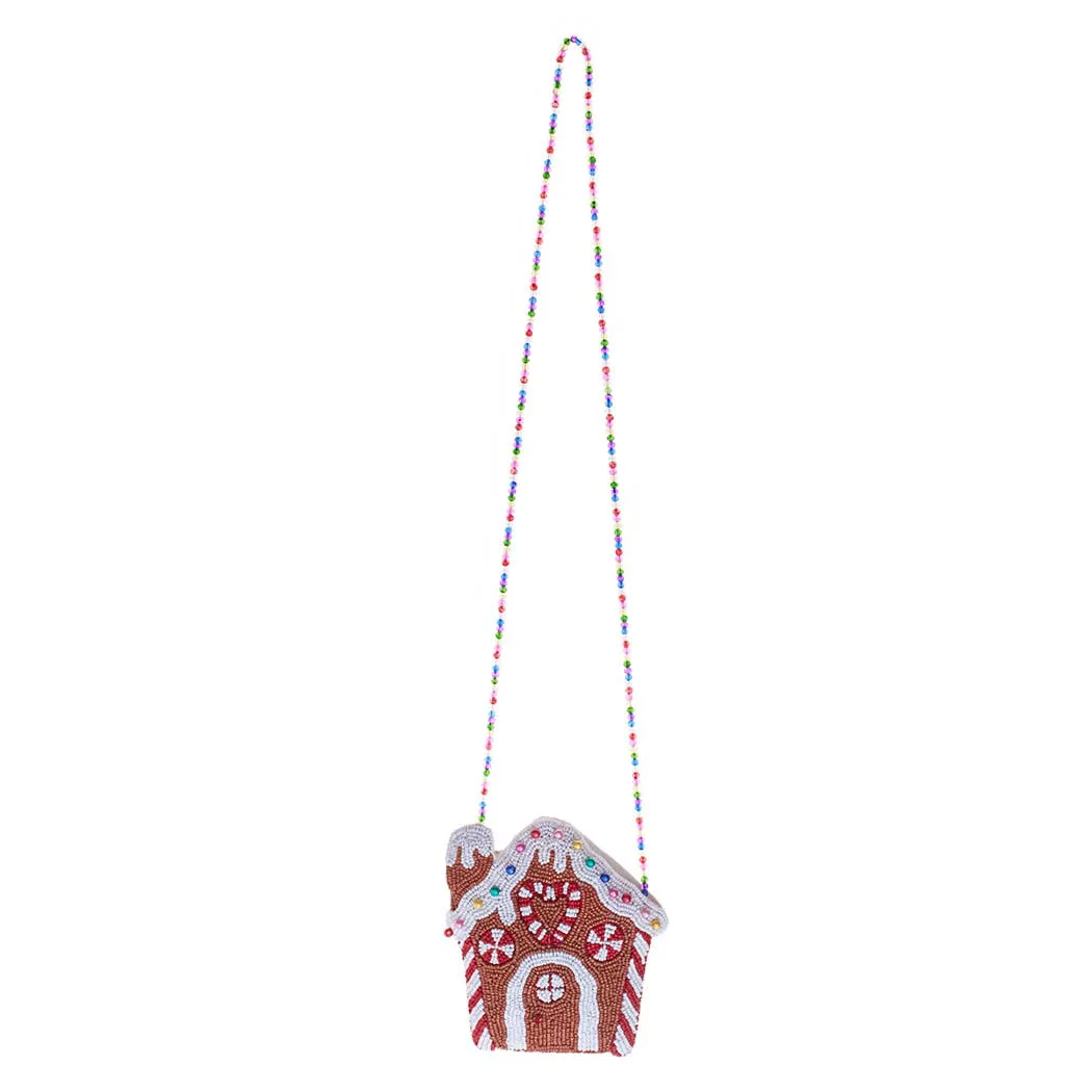 Christmas House Beaded Crossbody Bags