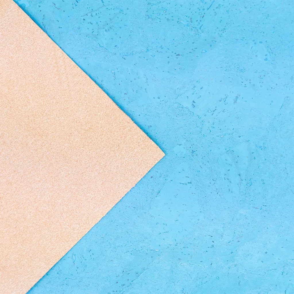 Chunky Blue Cork Fabric with Beige Backing COF-525-D