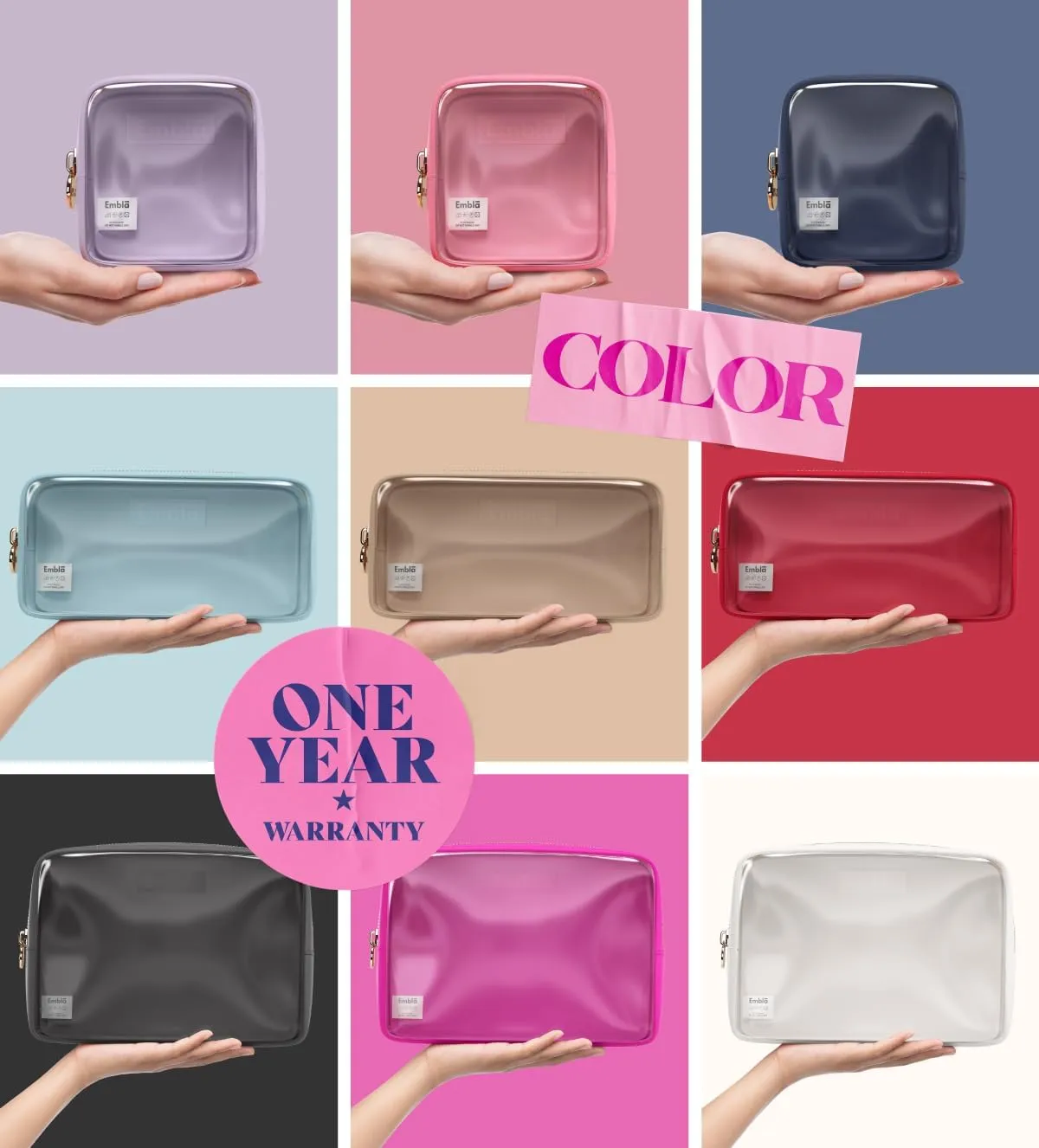 Clear Cosmetic Bags Set of 3, Mini Small Large Makeup Bags For Women Clear Pouch Cosmetics Cases Zipper Cute Pouches Make Up Travel Toiletry Essentials Preppy Purse Organizer Makeup Cases, White