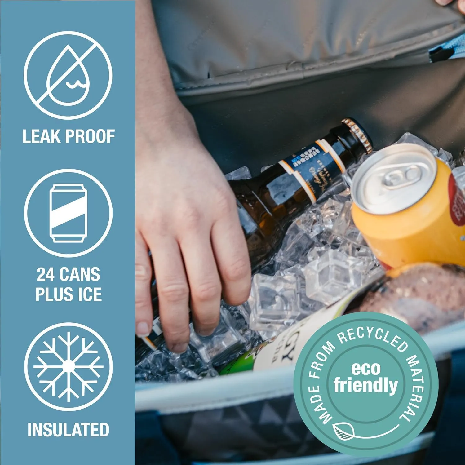 CleverMade Collapsible Cooler Bag, Beach & Travel Car Cooler, Folding Soft Cooler, Shoulder Strap, Bottle Opener, Great Car Coolers for Travel, Cleans Easy, Leak Proof Cooler Bag