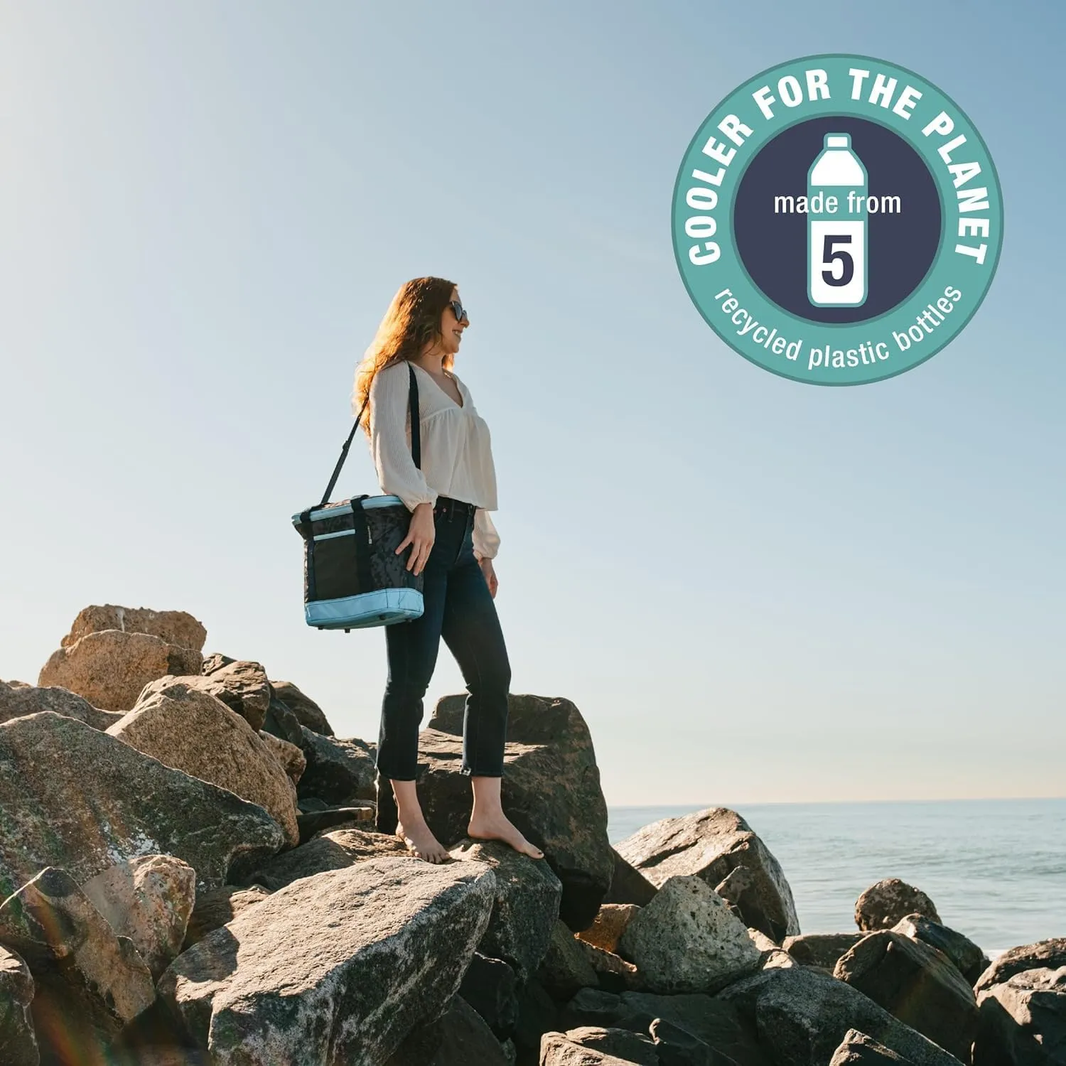 CleverMade Collapsible Cooler Bag, Beach & Travel Car Cooler, Folding Soft Cooler, Shoulder Strap, Bottle Opener, Great Car Coolers for Travel, Cleans Easy, Leak Proof Cooler Bag