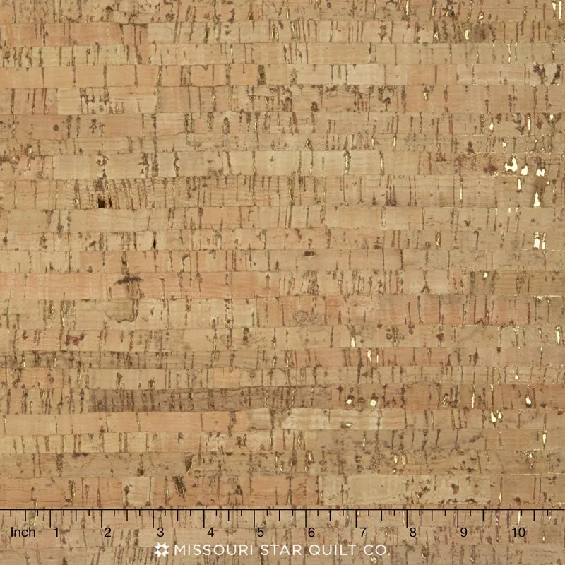 Cork Fabric 1 yd - Natural with Gold Flecks