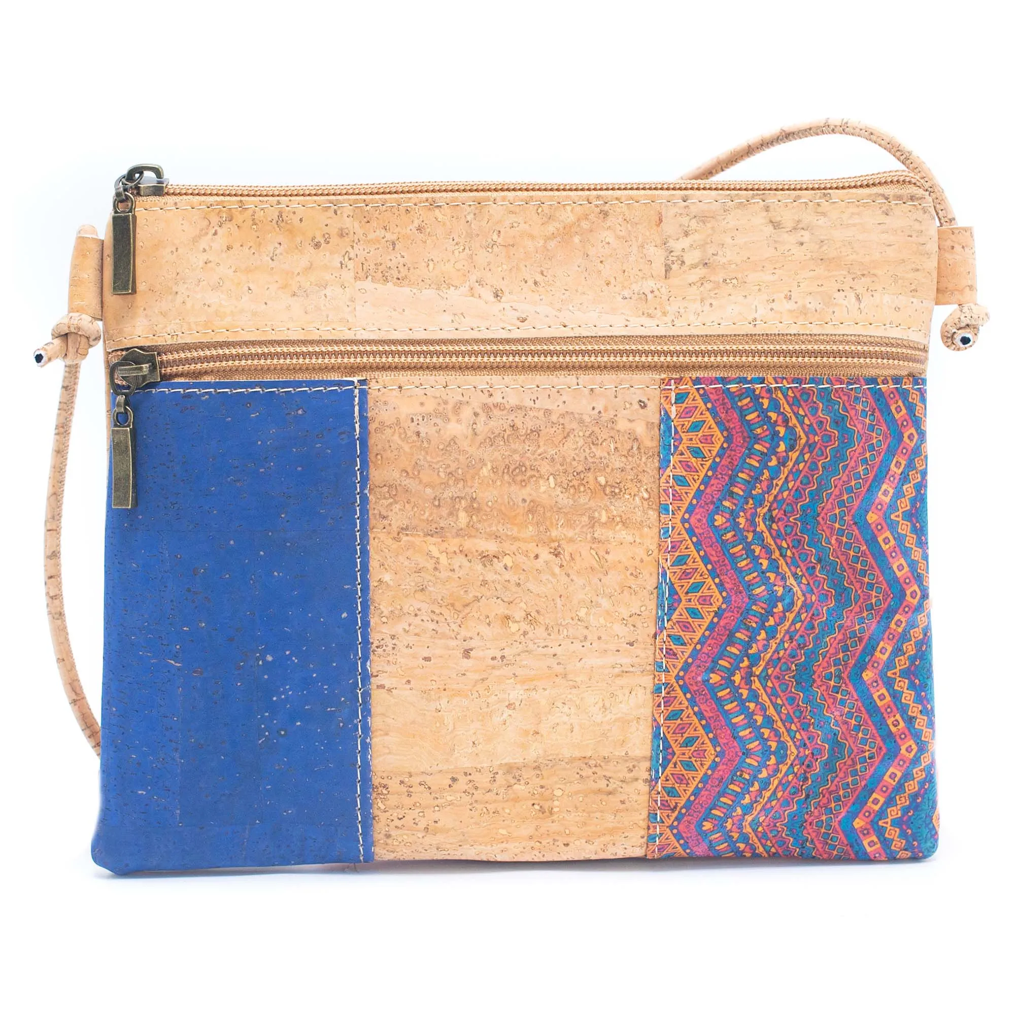 Cork Pattern stitching ladies cork zipper crossbody bag BAGP-210