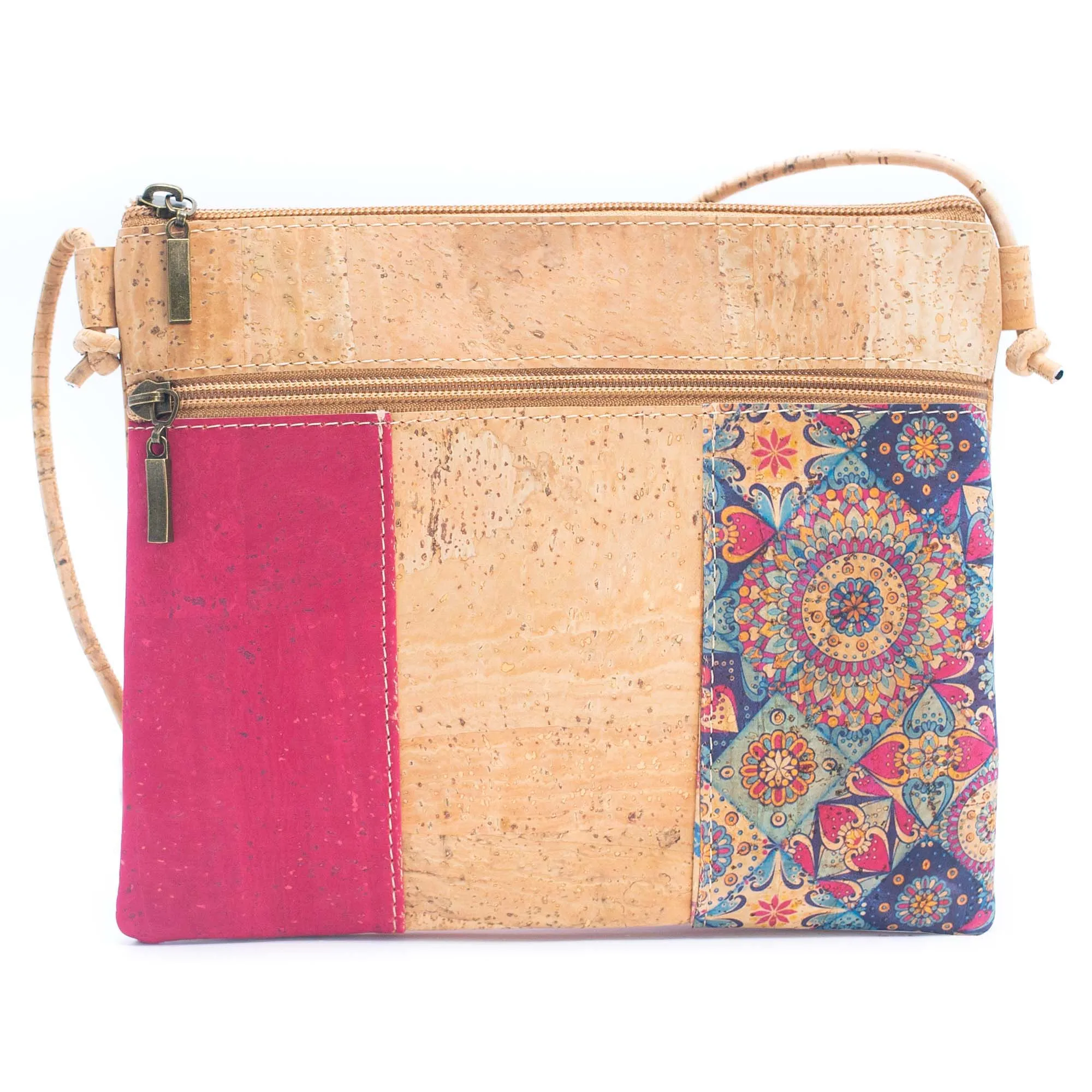Cork Pattern stitching ladies cork zipper crossbody bag BAGP-210