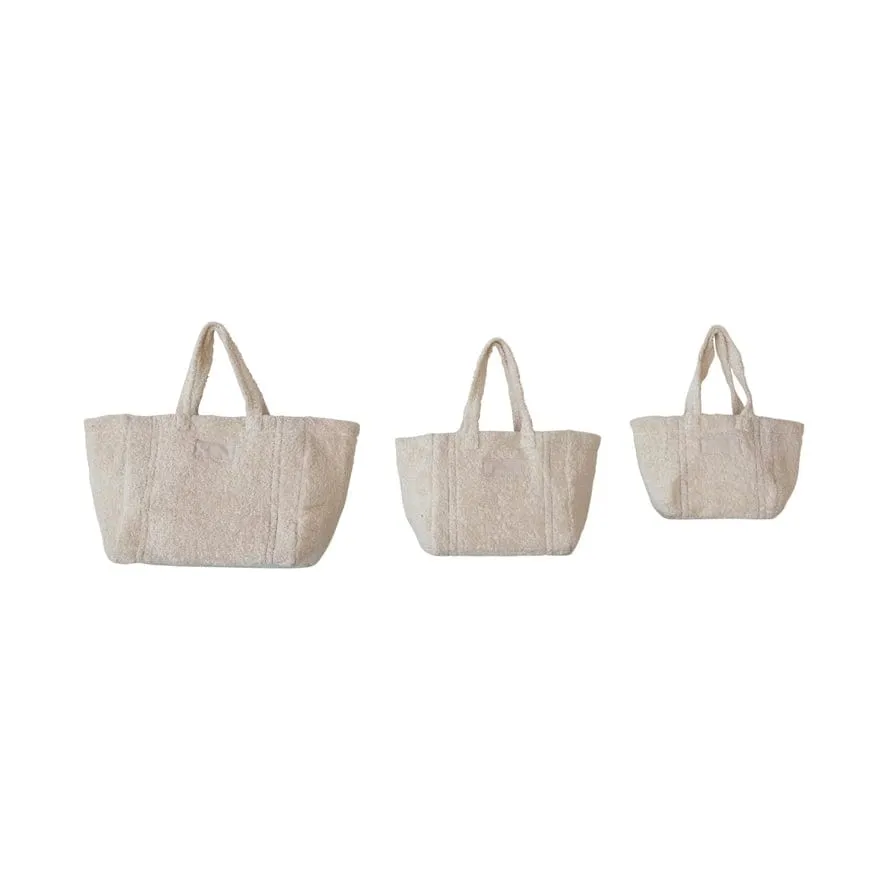 Creative Co-op Cotton Terry Tote Bags with Handles