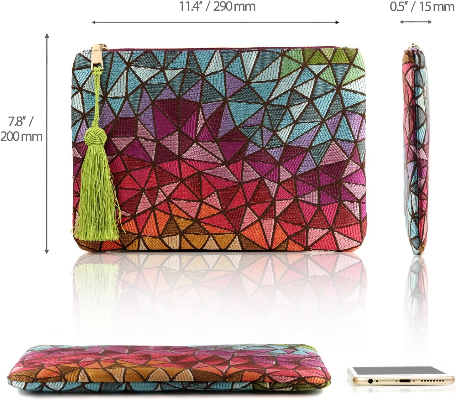 Designer Womens Bohemian & Fashion Clutch Purse - Multiple Slots Money, Cards, Smartphone - Ultra Slim