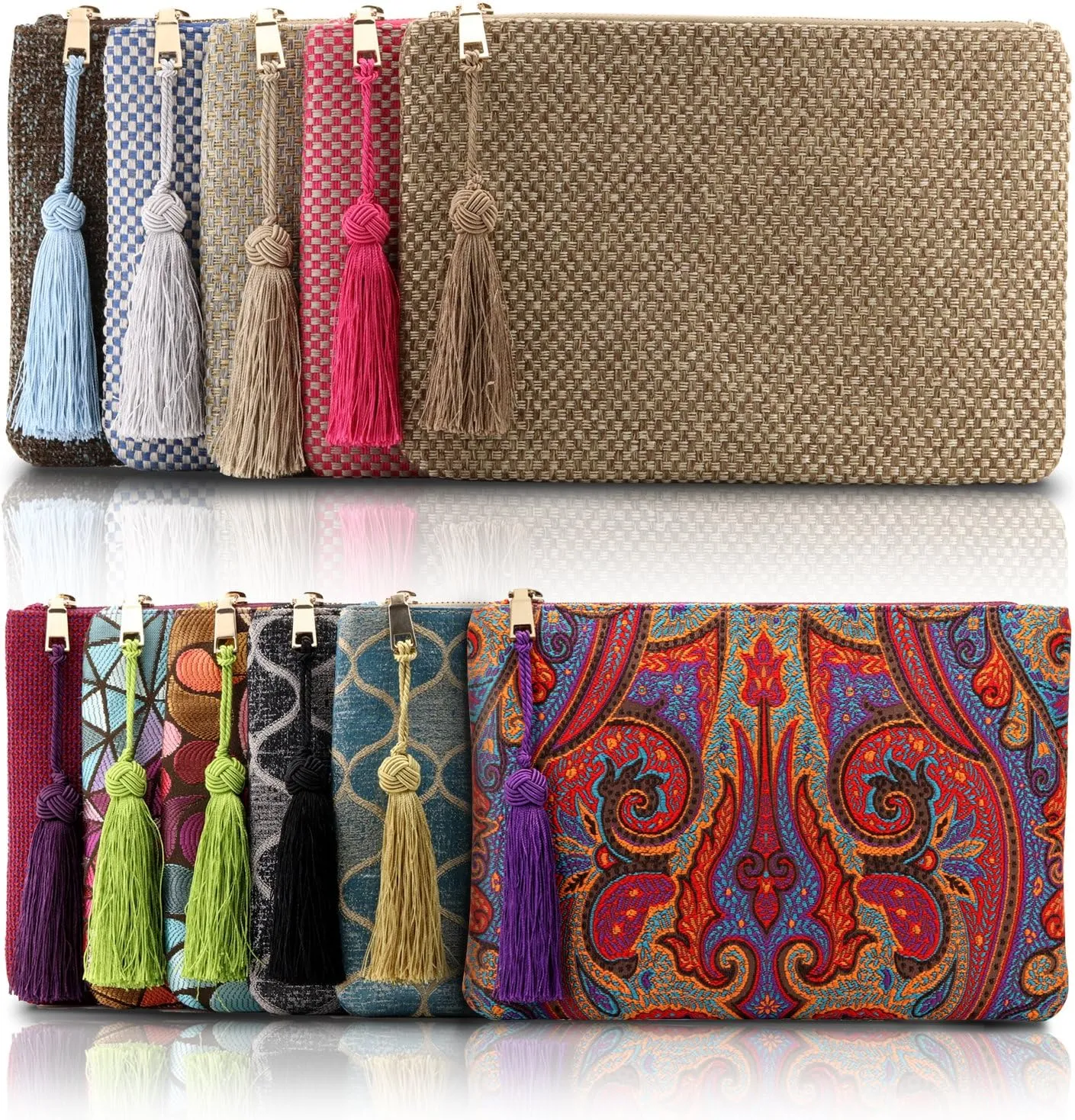 Designer Womens Bohemian & Fashion Clutch Purse - Multiple Slots Money, Cards, Smartphone - Ultra Slim