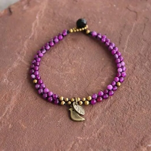 Dove & Leaf Beaded Bracelet - Thailand