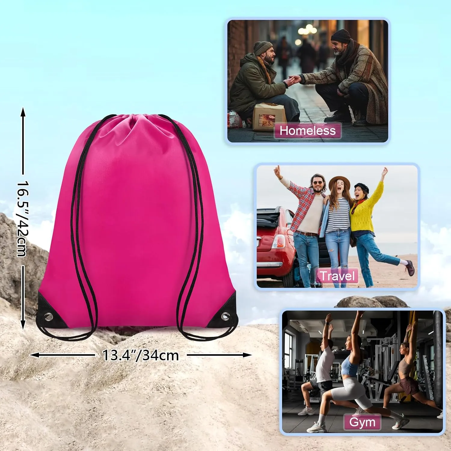 Drawstring Backpack Bulk 42 Pcs String Backpack Drawstring Bags Cinch Bag Sackpack for Men Women Gym 14 Colors