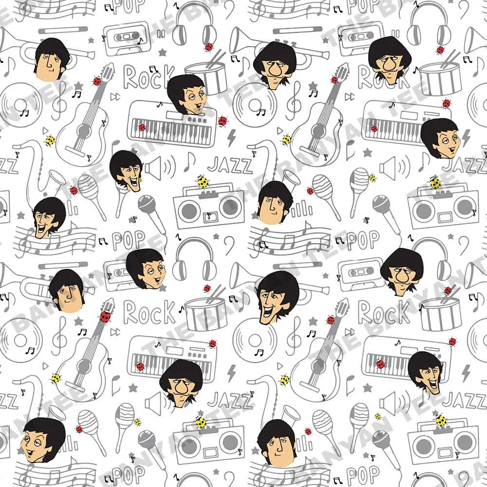 Drawstring Bag - The Fab Four Doodle