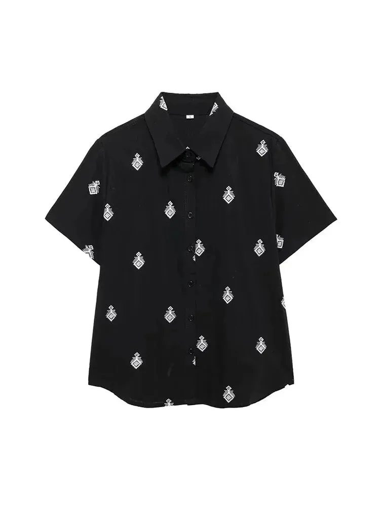 Embroidered Loungewear Artistic Pants and Shirt