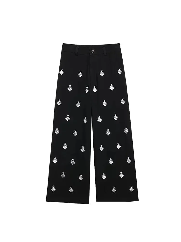 Embroidered Loungewear Artistic Pants and Shirt