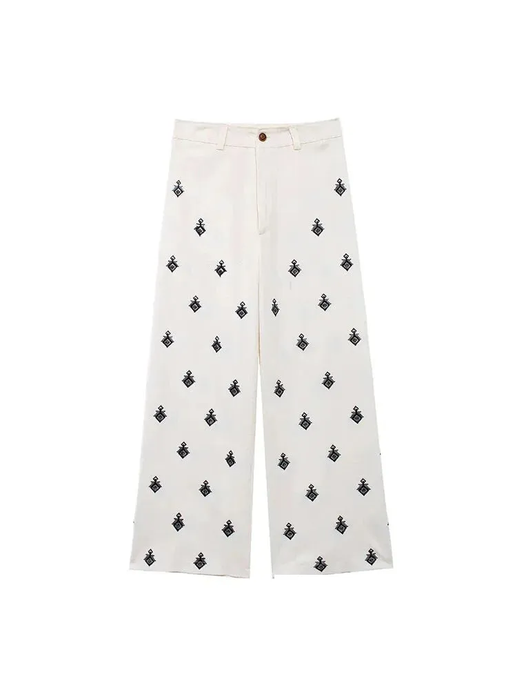 Embroidered Loungewear Artistic Pants and Shirt