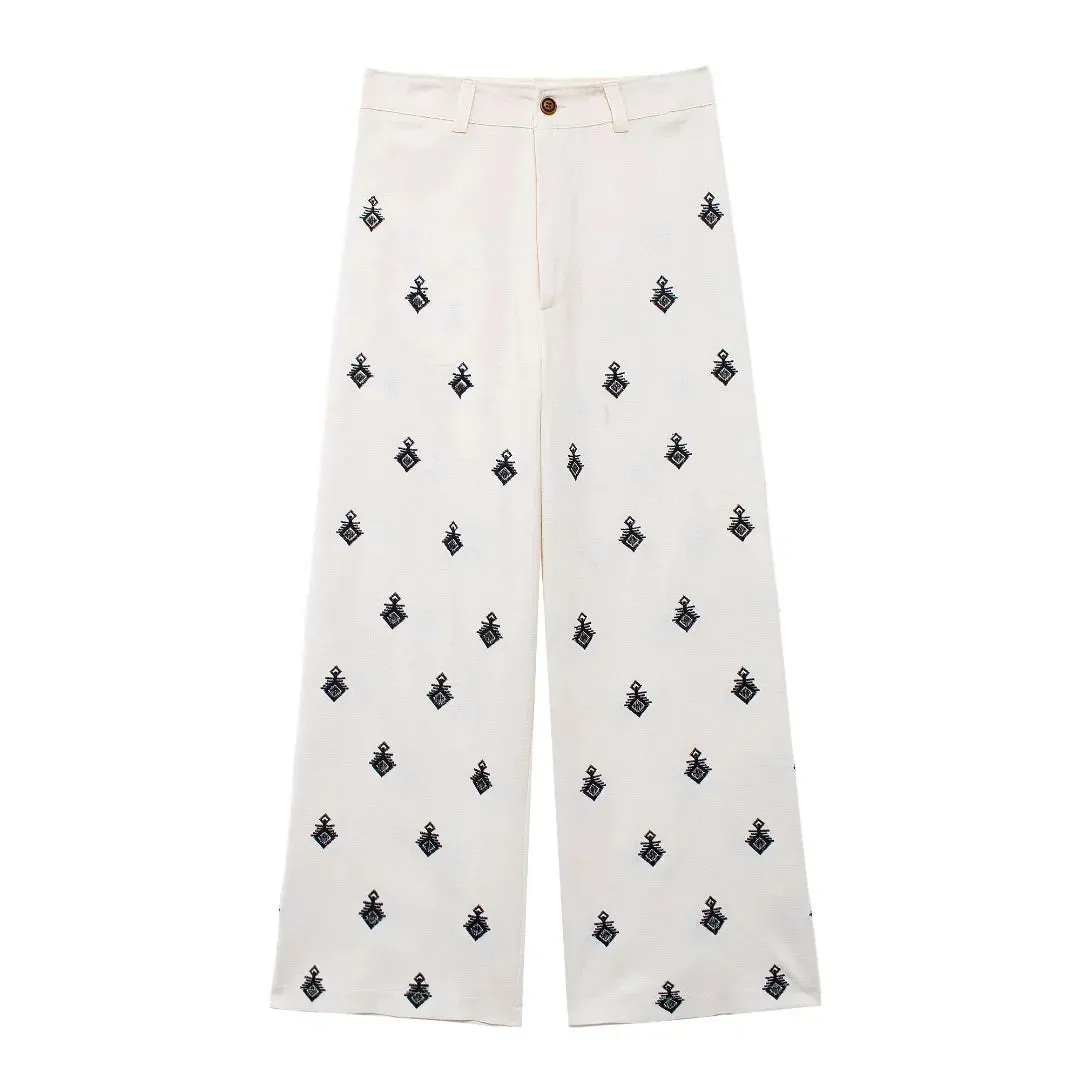 Embroidered Loungewear Artistic Pants and Shirt