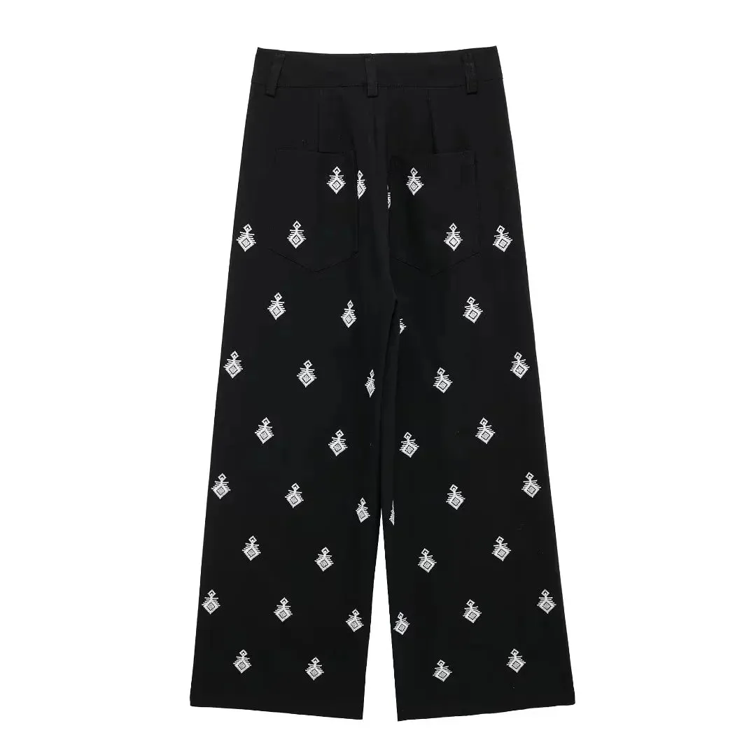 Embroidered Loungewear Artistic Pants and Shirt