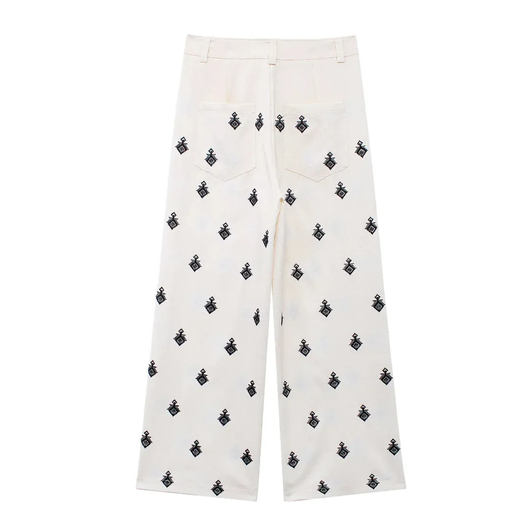 Embroidered Loungewear Artistic Pants and Shirt