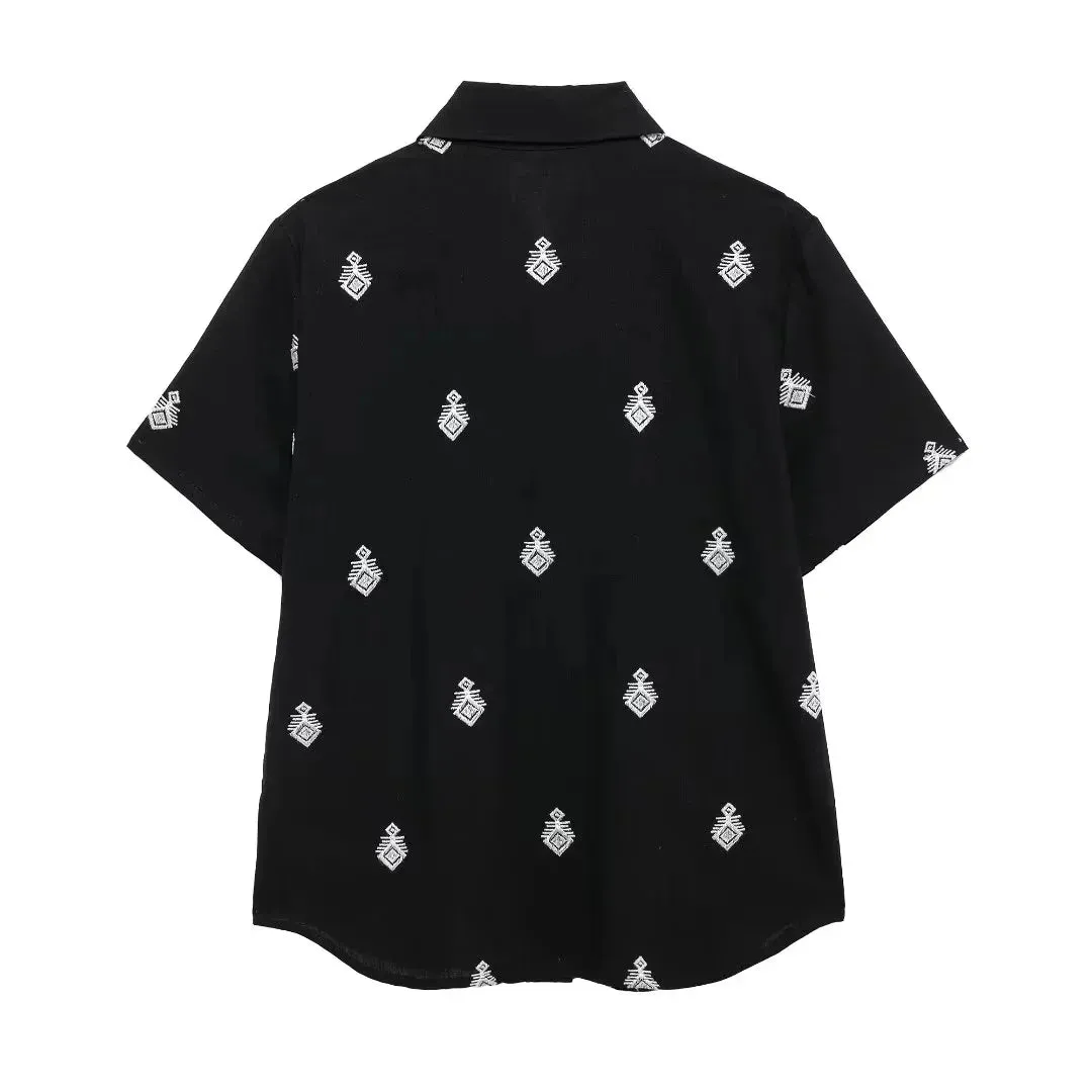 Embroidered Loungewear Artistic Pants and Shirt