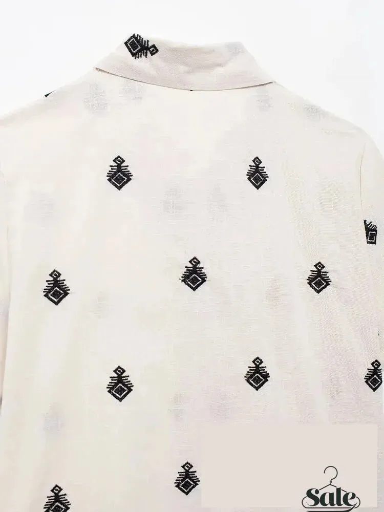 Embroidered Loungewear Artistic Pants and Shirt