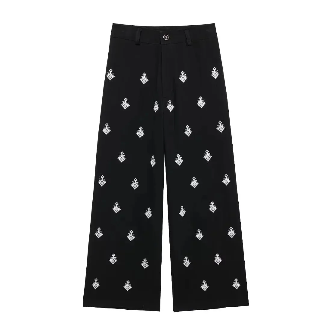 Embroidered Loungewear Artistic Pants and Shirt