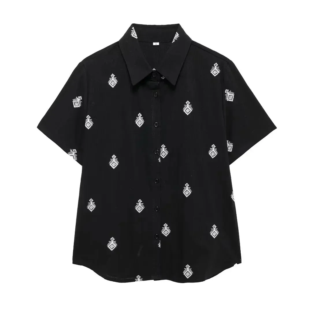 Embroidered Loungewear Artistic Pants and Shirt